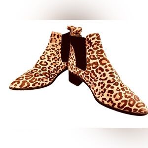 Dolce Vita size 9 Macie Leather Booties Calf Hair Leopard Animal Print